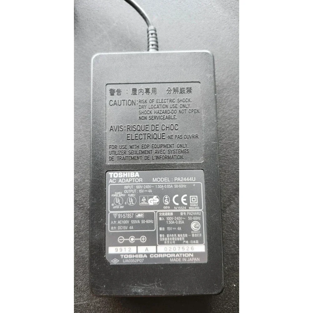 Genuine Toshiba PA2444U PA3048U-1ACA PA3282U-1ACA Power Adapter 15V 4A 60W OEM